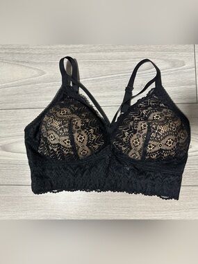 Parfait Black Lace “Mia” Long Line Full Bust Wire Free Bralette -